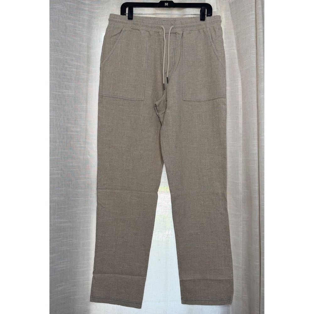 32 Bar Blues Drifter Cotton‎ Linen Blend Pants Drawstring Tan Men's Size Medium